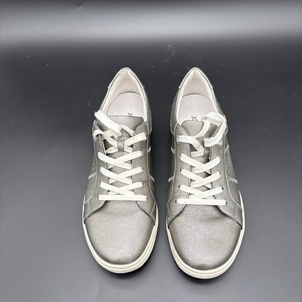 Josef Seibel Caren 01 Platin Silver Metallic Leather Sneaker Women's Size 38